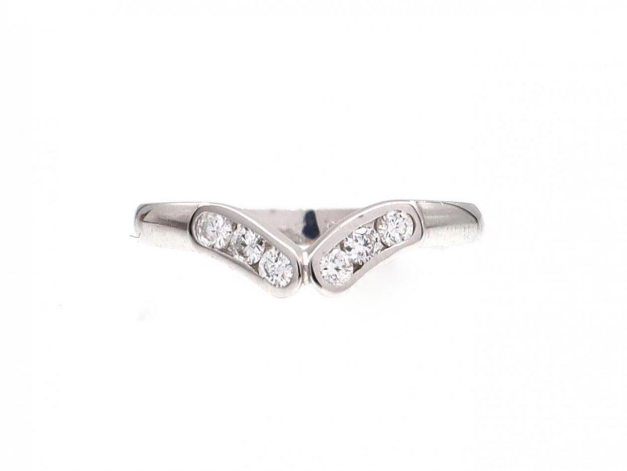 Contemporary diamond set wishbone ring in 18kt white gold