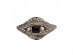 Antique sapphire and diamond three stone bombe ring