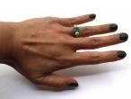 Vintage emerald and diamond three stone ring in 18kt white gold