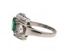 French Art Deco emerald and diamond geometric cluster ring