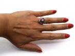 Vintage diamond and ruby floral cluster ring in 18kt white gold