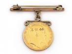 Vintage 9kt rose gold bar and sovereign coin brooch