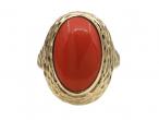1970s German oval coral textured dress ring in 8kt gold