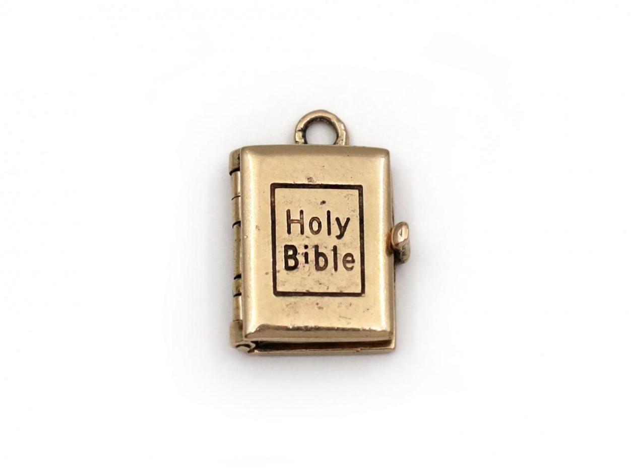1960s Holy Bible book charm in 9kt yellow gold