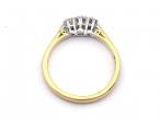 Contemporary graduating diamond three stone ring in 18kt yellow gold