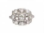 Art Deco openwork diamond cluster ring in platinum