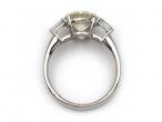 2.40cts round Old European cut diamond flanked solitaire ring