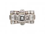 Late 1930s platinum and diamond tank cocktail ring