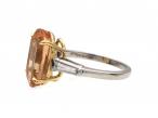 Art Deco oval imperial topaz and diamond ring in platinum