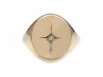 9kt Yellow Gold Oval Diamond Star Signet Ring