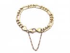 Vintage 9kt yellow gold Figaro link bracelet with safety chain