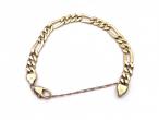 Vintage 9kt yellow gold Figaro link bracelet with safety chain