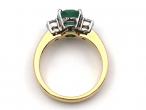 Contemporary emerald and diamond three stone ring in 18kt gold
