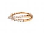 Contemporary 18kt rose gold double band diamond cross ring