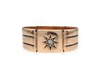 Antique 9kt rose gold and diamond star signet ring