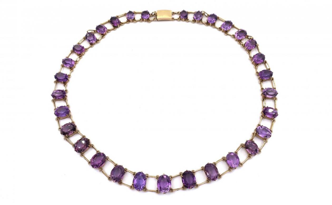 Vintage 9kt gold amethyst collar necklace