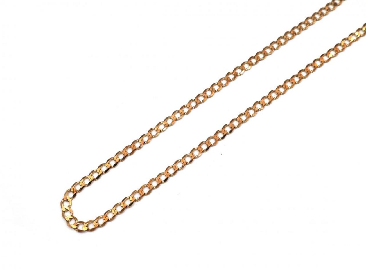 Vintage flat curb link chain in 9kt rose gold