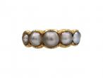 Antique five stone pearl ring in 18kt yellow gold