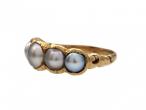 Antique five stone pearl ring in 18kt yellow gold