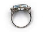 Art Deco 3.00ct Aquamarine & Diamond Geometric Cluster Ring