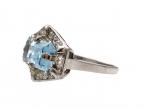 Art Deco 3.00ct Aquamarine & Diamond Geometric Cluster Ring