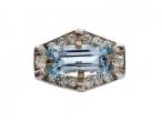 Art Deco 3.00ct Aquamarine & Diamond Geometric Cluster Ring