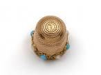 Antique pearl and turquoise yellow gold thimble