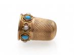 Antique pearl and turquoise yellow gold thimble