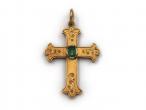 Victorian emerald and hollow yellow gold cross pendant