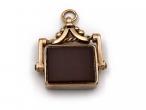 1901 rectangular bloodstone and carnelian fob spinner in gold