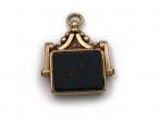 1901 rectangular bloodstone and carnelian fob spinner in gold