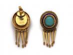Etruscan Revival Victorian Turquoise & Enamel Tassel Earrings