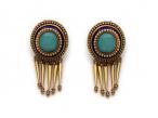 Etruscan Revival Victorian Turquoise & Enamel Tassel Earrings