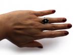 Art Deco diamond and onyx plaque ring in platinum