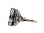 Art Deco style diamond and sapphire two stone cluster ring