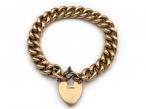Antique Curb Polished & Engraved Link Bracelet with Engraved Heart Lock