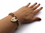 Antique Curb Polished & Engraved Link Bracelet with Engraved Heart Lock