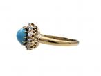 Antique Turquoise & Diamond Coronet Cluster Ring in 18kt Yellow Gold