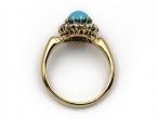 Antique Turquoise & Diamond Coronet Cluster Ring in 18kt Yellow Gold