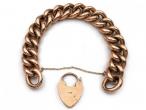 9kt Rose Gold Antique Engraved & Polished Curb Bracelet with Heart Lock