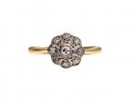 Edwardian diamond daisy cluster ring in platinum and 18kt gold