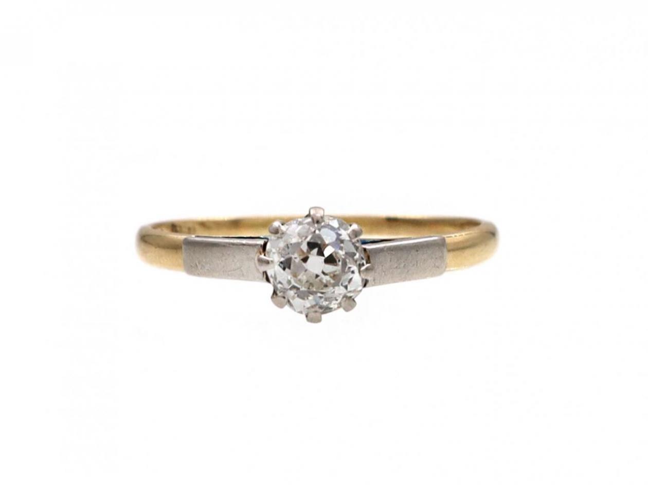 Edwardian 0.57ct Old European cut diamond solitaire ring