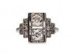 Art Deco style diamond two stone cluster ring in platinum