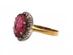 Antique tourmaline and diamond oval cluster ring in 18kt yellow gold