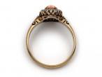 Antique angel skin coral and diamond coronet cluster ring in 18kt gold