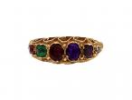 Antique acrostic 'REGARD' ring in 15kt yellow gold