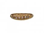 1908 five stone diamond carved ring in 18kt yellow gold