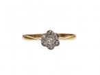 Edwardian 18kt yellow gold diamond daisy cluster ring