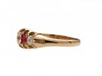 Victorian diamond and ruby five stone carved ring in gold
