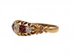 Victorian diamond and ruby five stone ring in 18kt gold